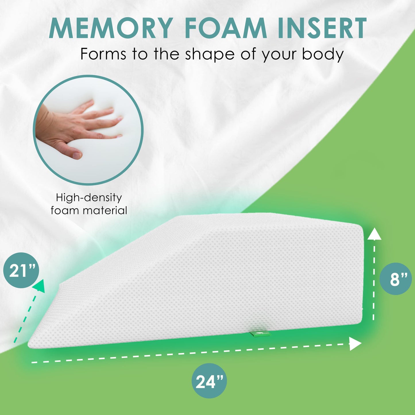 Post Surgery Elevating Leg Rest Pillow with Memory Foam Top - Best for Back, Hip and Knee Pain Relief, Foot and Ankle Injury and Recovery Wedge - Breathable and Washable Cover (White, 8 Inch Elevator) White