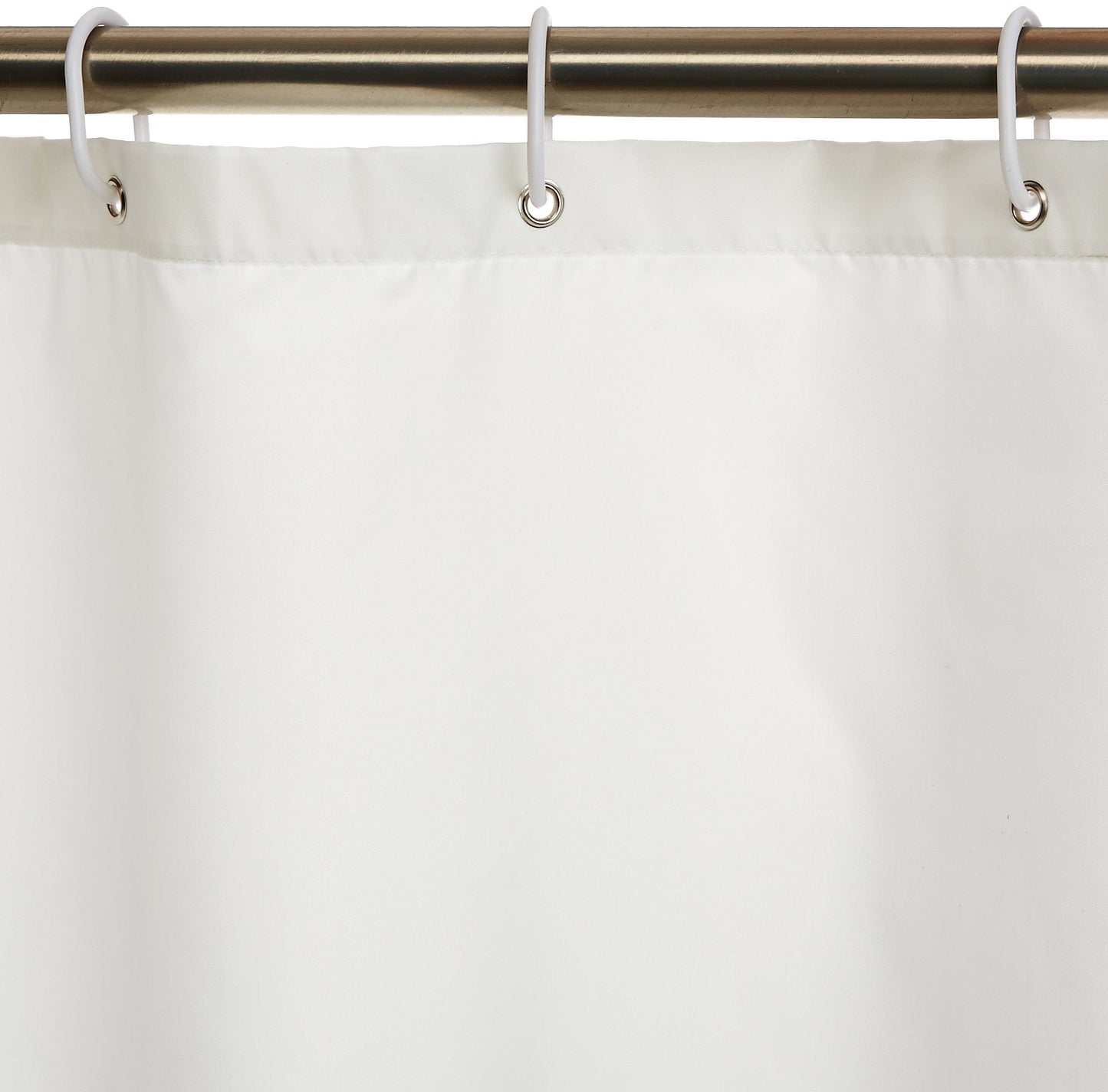 Amazon Basics Solid Colour Fabric Shower Curtain Mould Resistant and Water Repellent, White, 180 x 180cm