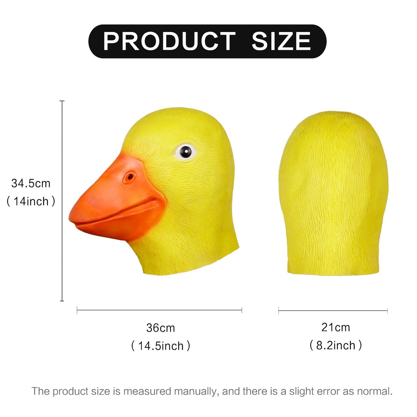 molezu Duck Mask Party Duck Head Mask Head Mask Latex Animal Mask Novelty Duck Light Mask Yellow Duck