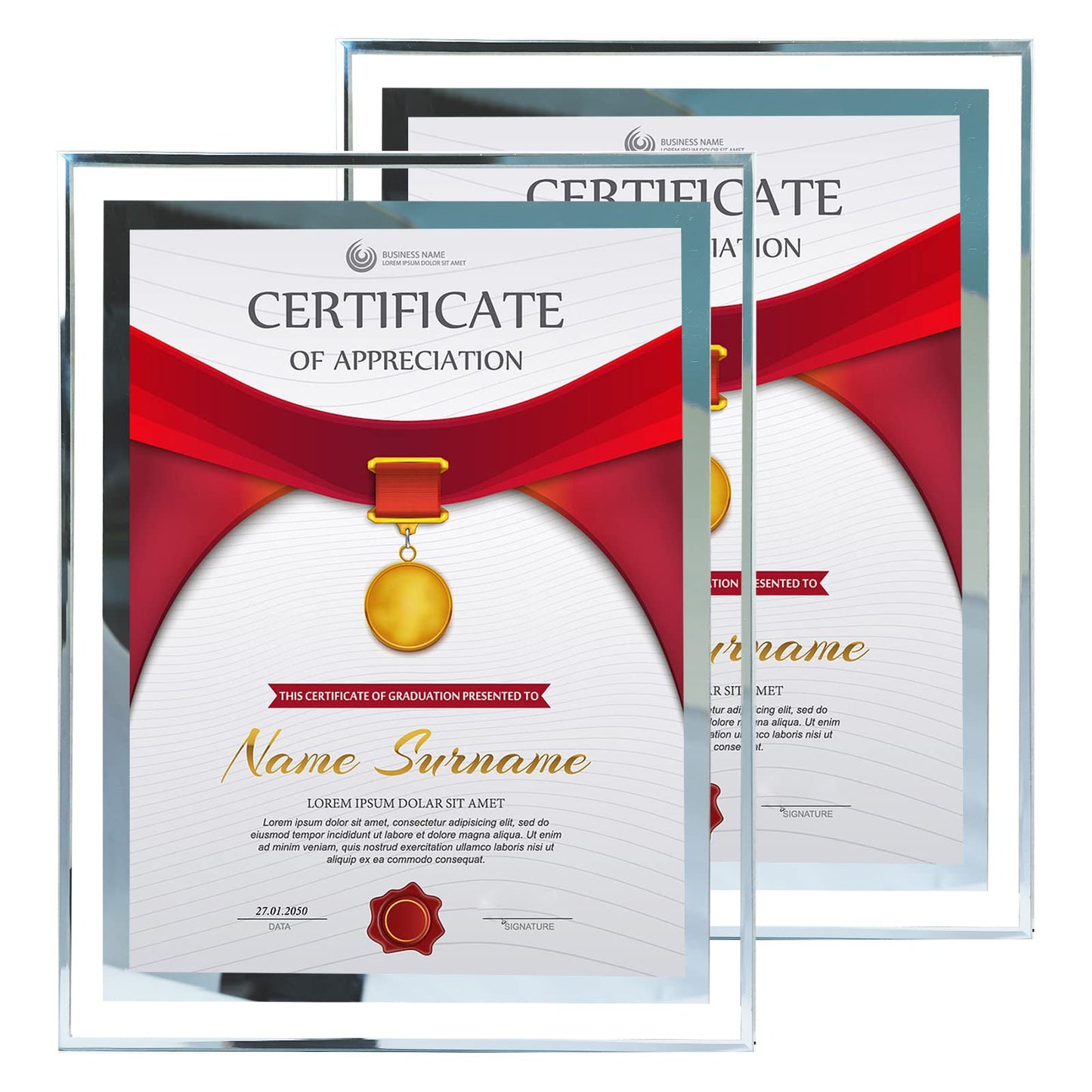 Simon's Shop A4 Picture Frames for Certificates 21 x 30 cm Glass Photo Frame A4 Frame for Art Print Poster 2 Pack A4-2 pack