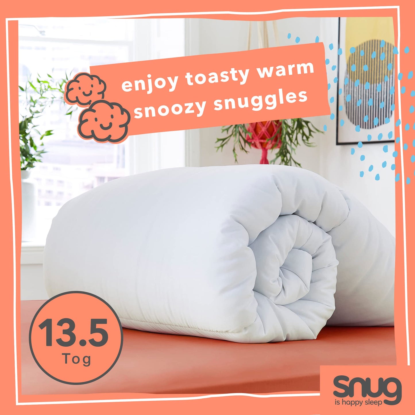 Snug Snuggle Up Duvet - 13.5 Tog Cosy Winter Hypoallergenic Duvet - Double Bed