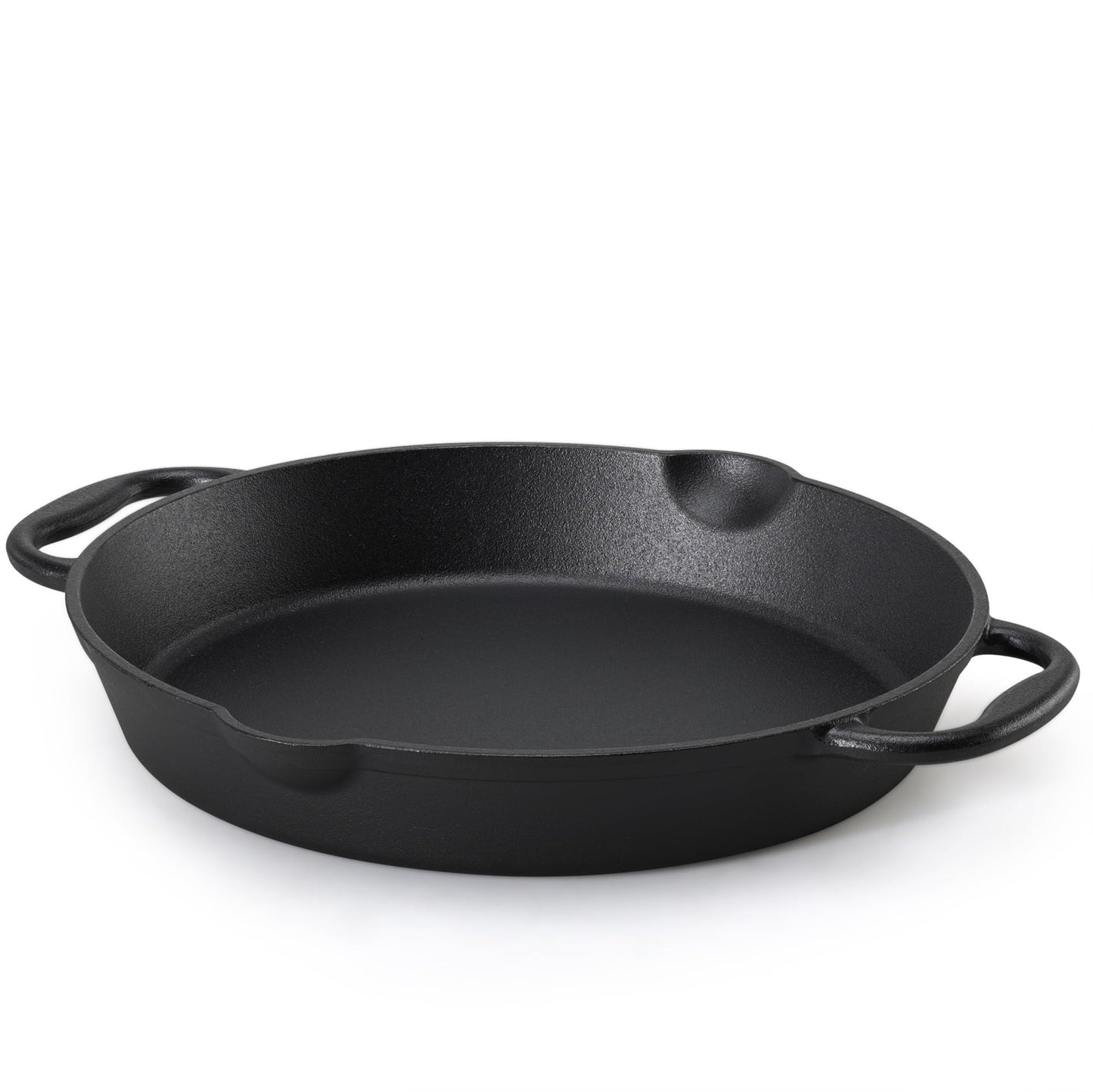 Navaris Cast Iron Skillet Pan - Oven Safe 2 Handle Frying Skillets - Pre Seasoned Pans for Stove or BBQ Cooking - 30 cm / 12 Inch 30cm / double handle