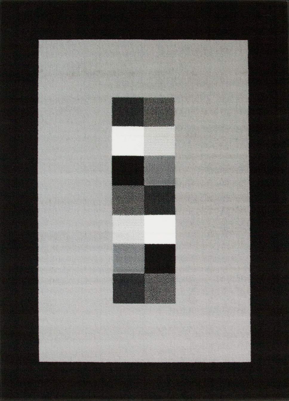 Milan Soft Simple Modern Black & Grey Monochrome Living Room Dining Room Border Area Rug - 80cm x 150cm 2'7" x 5' (80cm x 150cm)