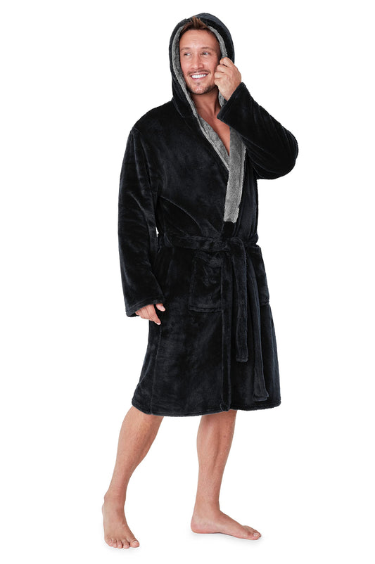 CityComfort Luxury Super Soft Men Dressing Gown Mens Bathrobe L Black