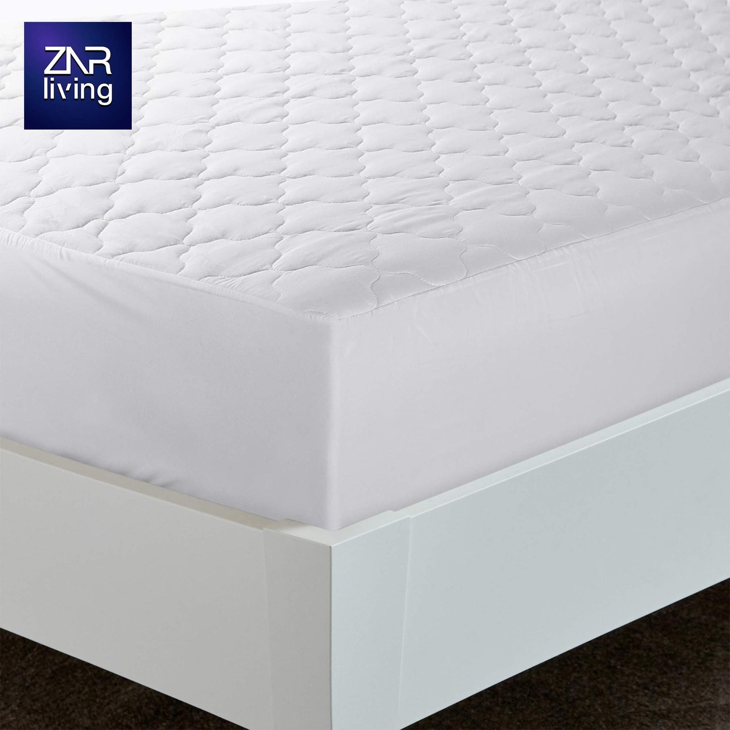 ZNR® Triple Filled Quilted Mattress Protector | King Size Mattress Toppers | 40 CM Extra Deep Skirt | Fitted Sheet Style Bed Cover | Hypoallergenic | Dust Mite Proof | Breathable | Noiseless…