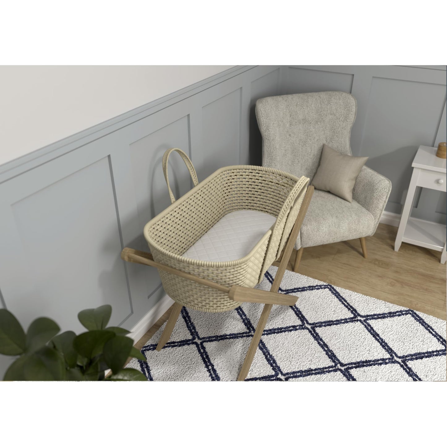 Mother Nurture Classic Foam Moses Basket Mattress, White, 66 x 28 x 4cm 65 x 28 x 4 cm - Foam