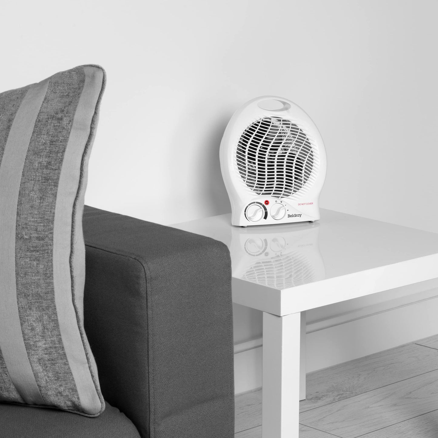 Beldray EH0567 Electric Fan Heater – Thermo Fan Heater, 2 Heat Settings, Cool Air Function, Adjustable Thermostat, Lightweight & Portable, Carry Handle, Dial Control, Overheat Protection, 1000/2000W Single Heater Round Fan Heater/Cooler