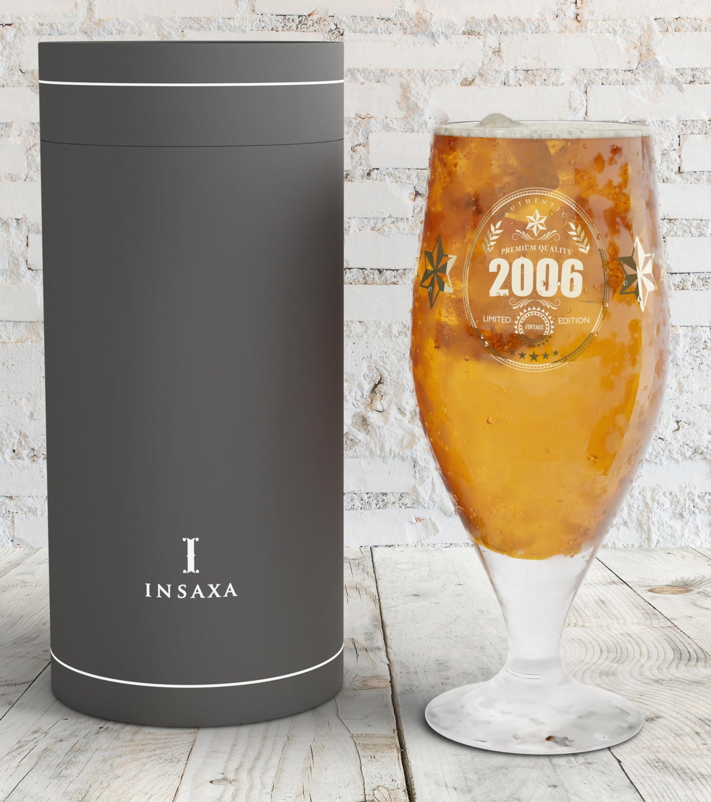 Insaxa 18th Birthday Gifts for Boys - Limited Edition 2006 Premium Quality Beer Glass (1 Pint / 580ml) 2006 18th Birthday