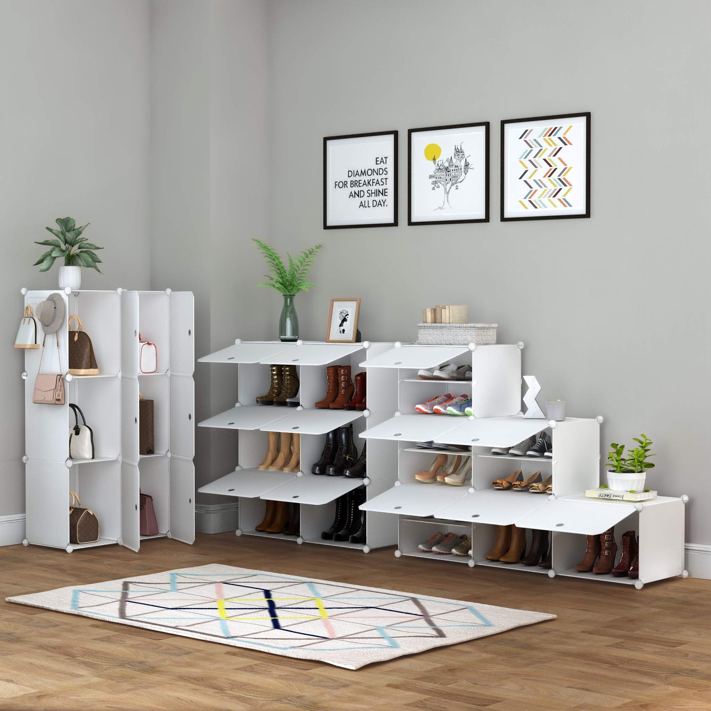 HOMIDEC Shoe Storage, Oversized 2 x 5 Tier Shoe Rack, shoe box for 20 Pair Shoes, Multifunctional Dust-proof Shoe Storage Cabinet for All Kinds of Shoes, Books, Toys and Clothing White Medium