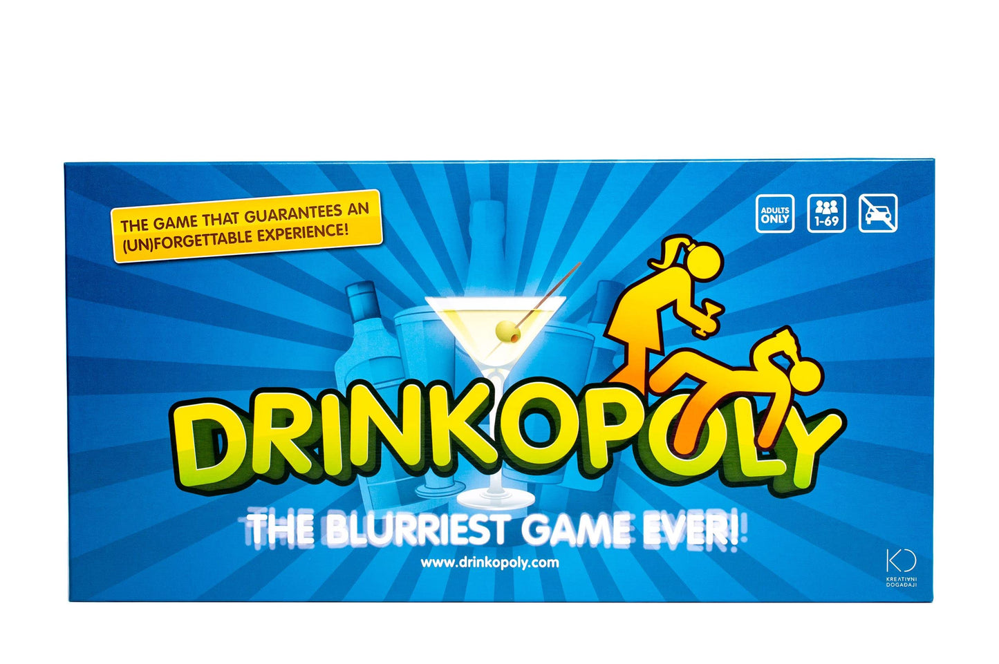 Drinkopoly - the King of Drinking Games - Combined Board/Table Party Games for Adults and Students with 50 Cards with Tasks, an (Un) Forgettable Experience, A Drinking Game Set Old Game