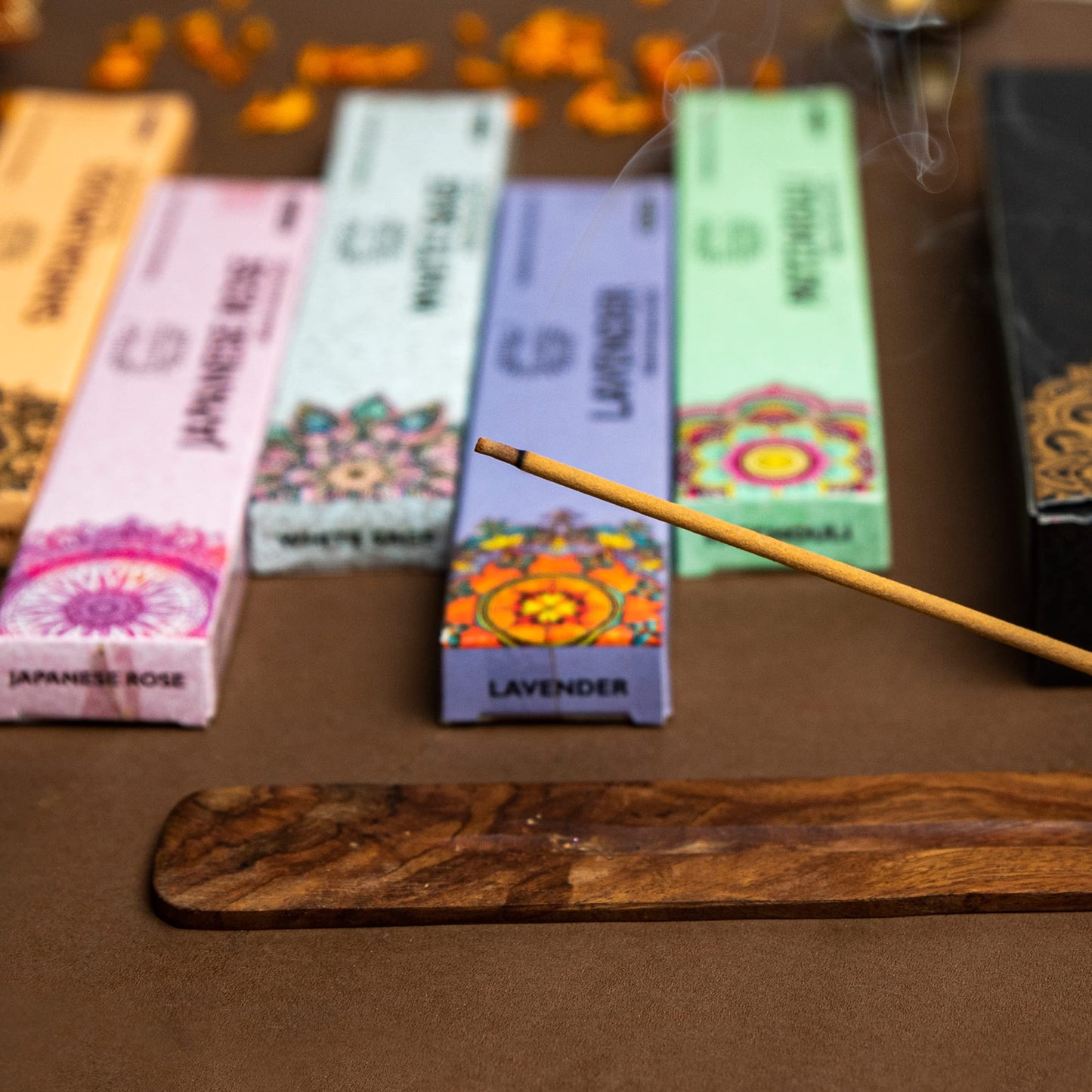 raajsee Natural Incense Sticks-100% Organic Hand rolled 6 PACK15gm each Insencents Sticks- Free from Chemicals & Charcol-No Black Smoke Joss Sticks Rj 6 Pack 1