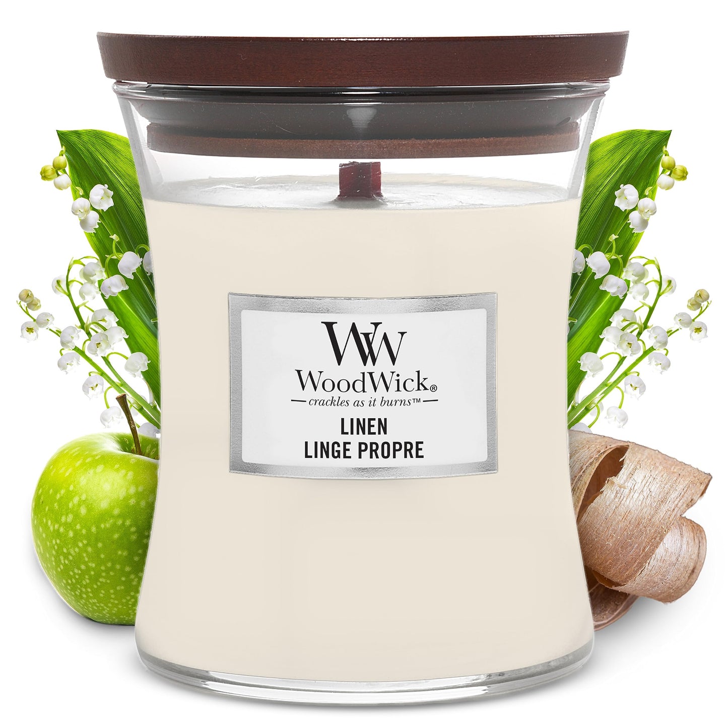 Woodwick Linen Medium Jar Candle White