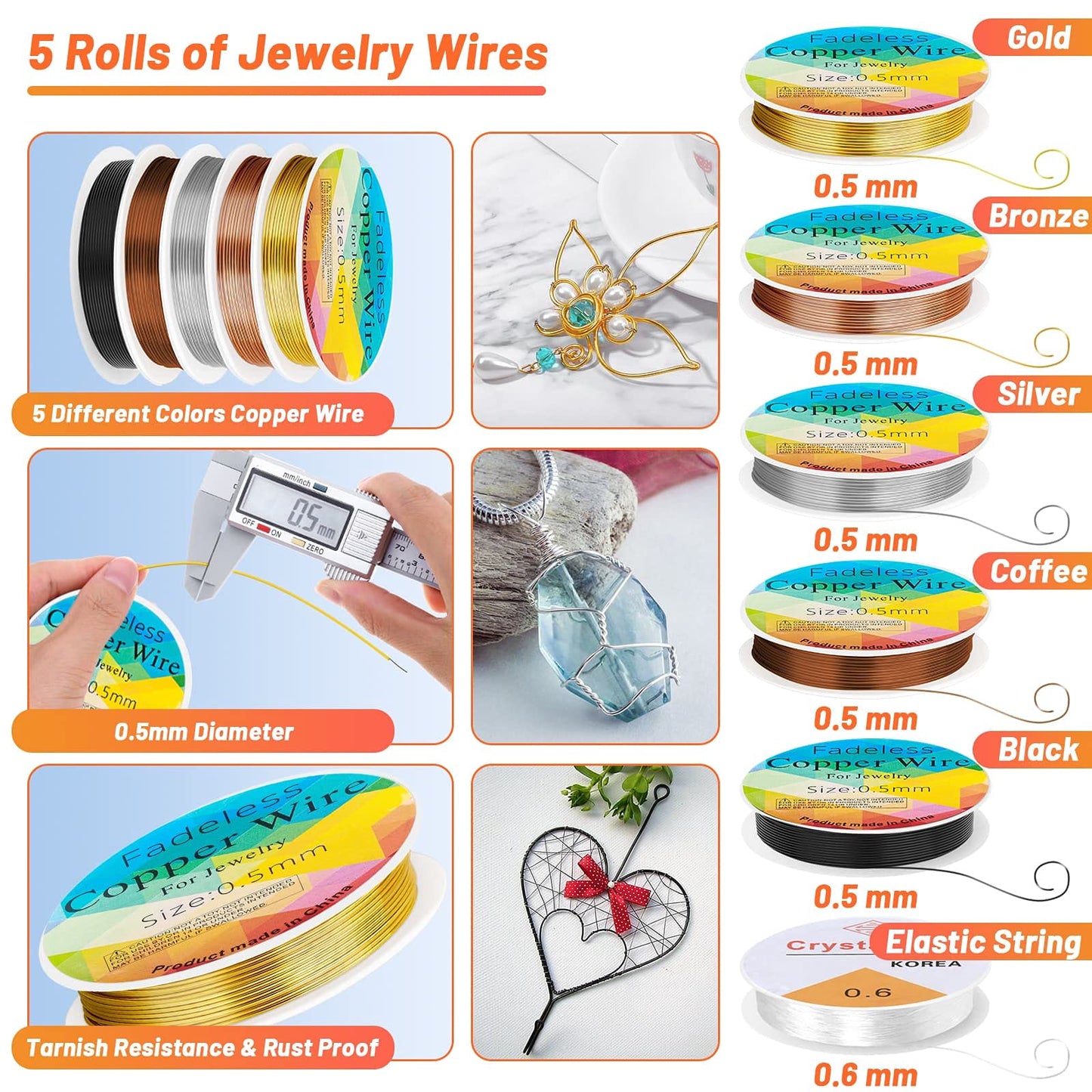 Jewelry Making Supplies Kit, Jewellery Making Kits with Jewellery Pliers Jewelry Wire Jewellery Making Tools Jewelry Findings Ring Measurement Tool for Jewelry Making & Repair Ring Earring Bracelet Style 2