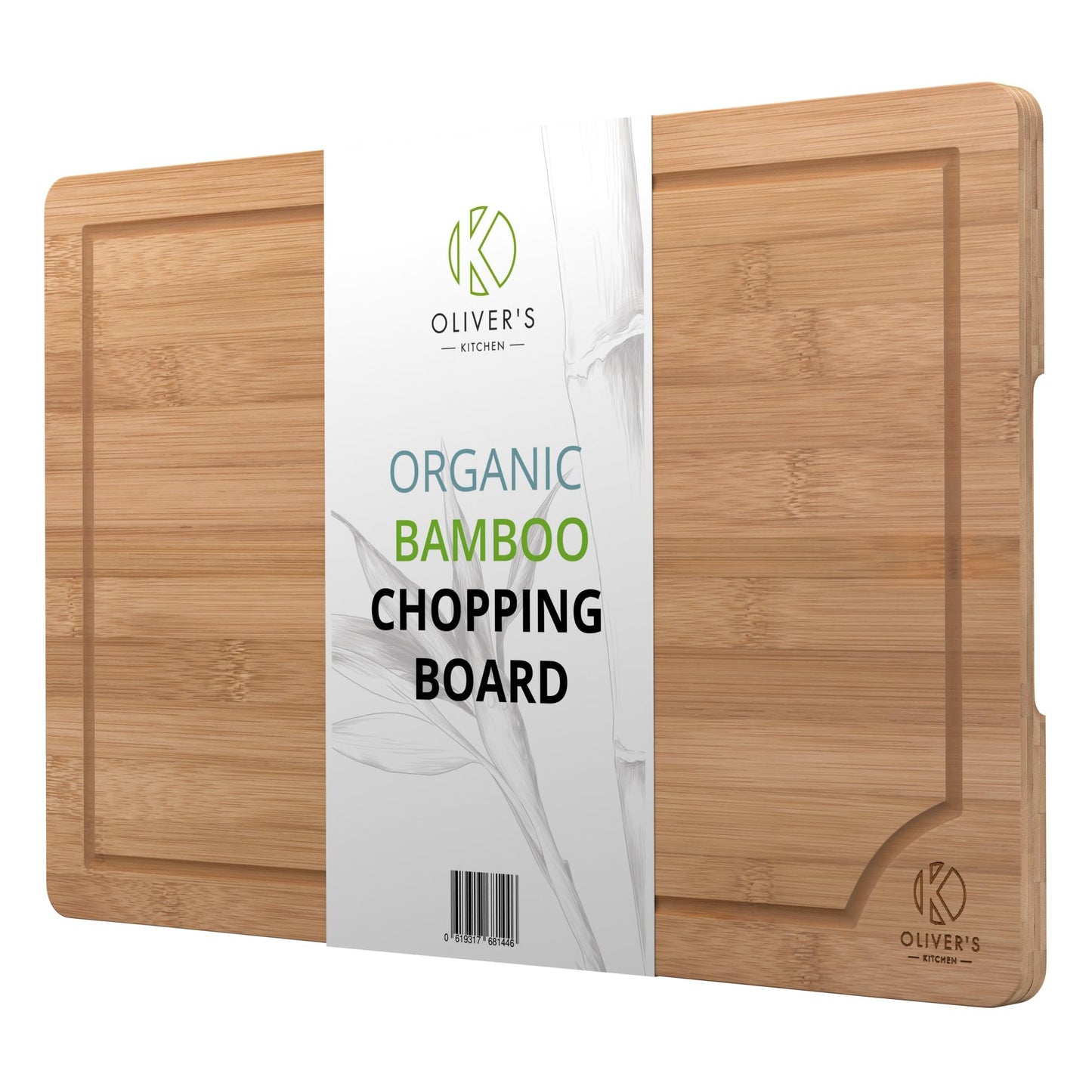 Oliver's Kitchen's Premium 100% Organic Large Bamboo Chopping Board - (45 x 30 x 2 cm) - Reversible Wooden Cutting Board - Strong, Durable & Hard Wearing Serving Board - Easy To Clean with Drip Groove