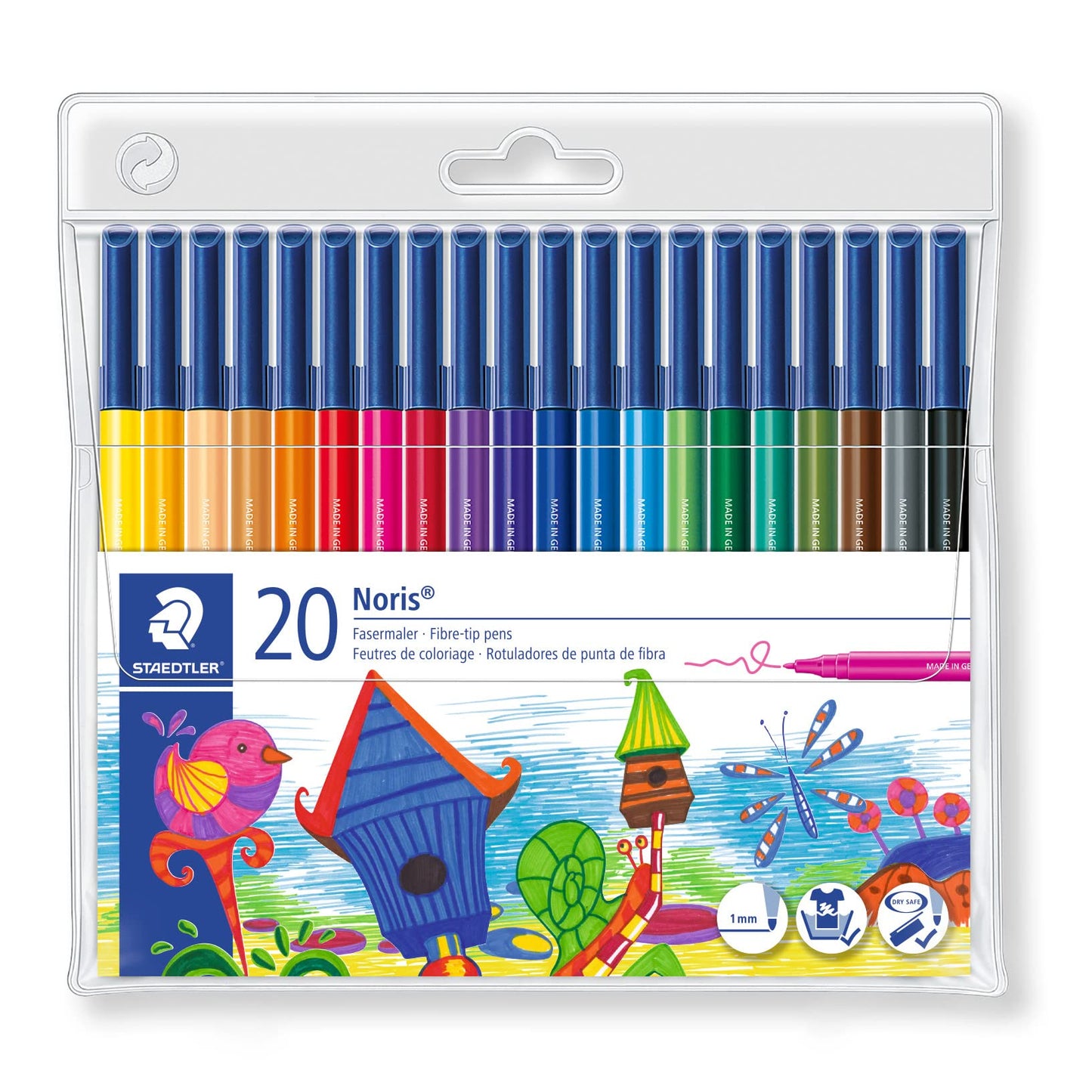 STAEDTLER 326 WP20 Noris Fibre-Tip Colouring Pens - Assorted Colours (Pack of 20) Pack of 20