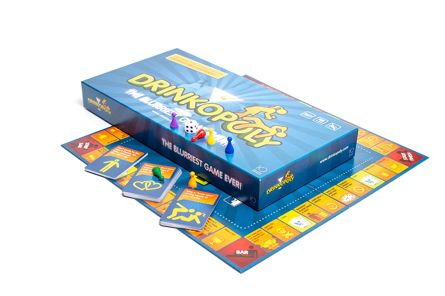 Drinkopoly - the King of Drinking Games - Combined Board/Table Party Games for Adults and Students with 50 Cards with Tasks, an (Un) Forgettable Experience, A Drinking Game Set Old Game