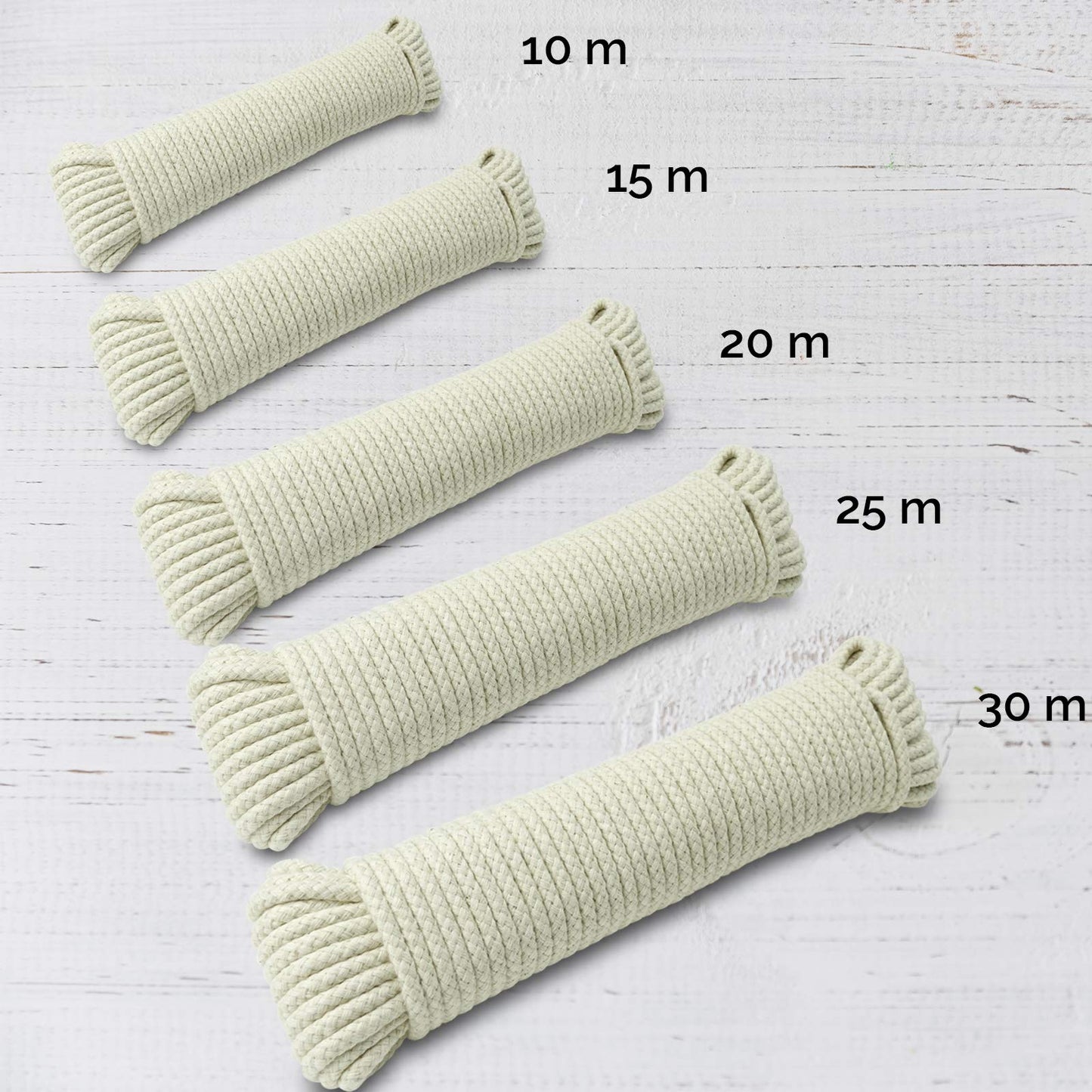 Washing Line Rope Outdoor Clothes Line Laundry Line Outdoors Multipurpose Braided Cotton Soft Rope for Garden, Arts and Crafts | 4mm (30M) 30M