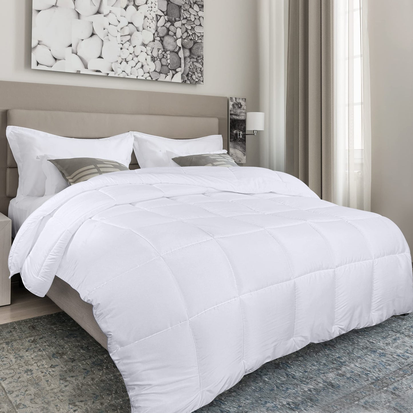 Utopia Bedding Lightweight 4.5 Tog Single Size Duvet with Corner Tabs, Microfiber Soft Breathable Duvet, Box Stitched Down Alternative Quilt 135x200 cm (White) White 4.5 Tog - Single