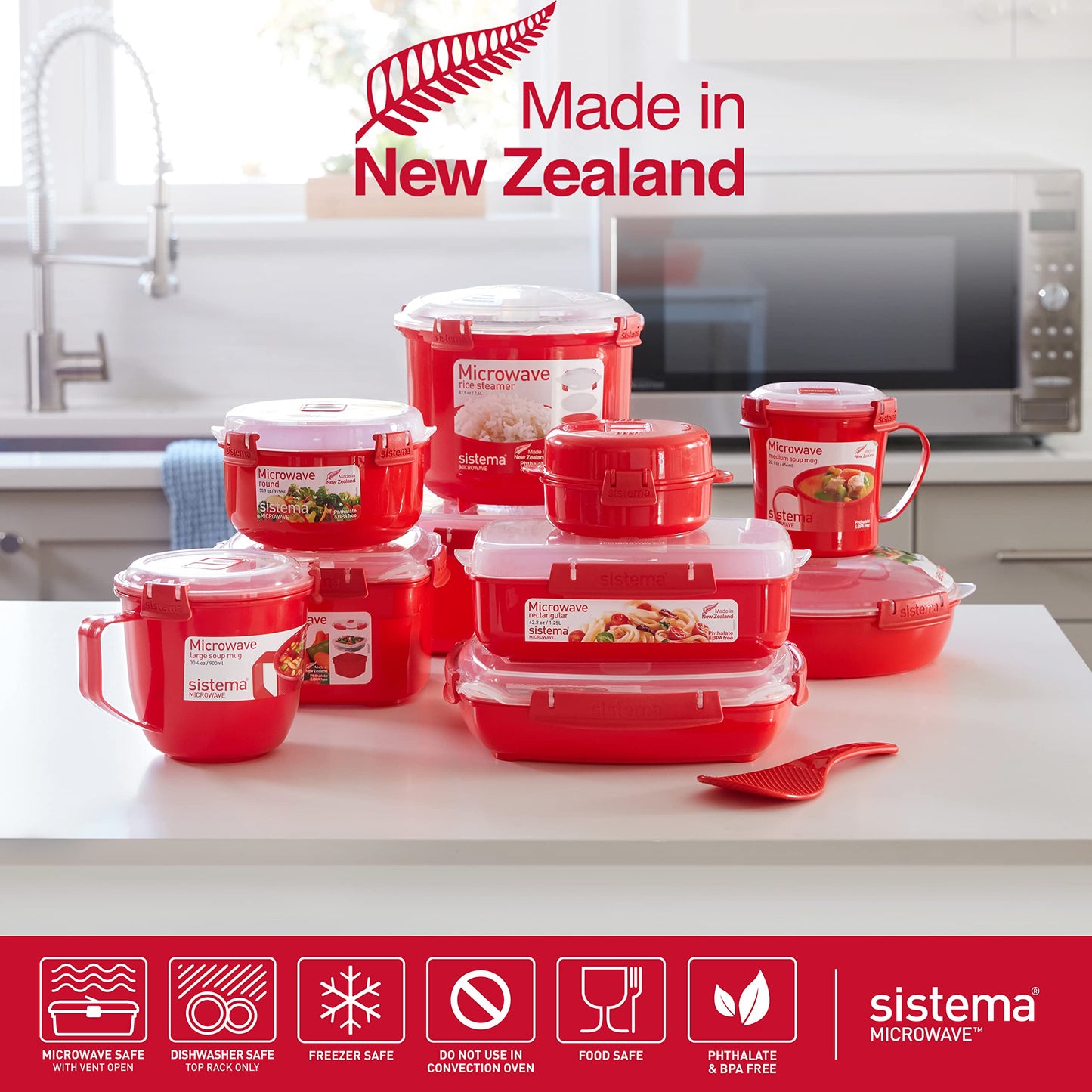 Sistema Microwave Rice Cooker (2.6L) & Round Microwave Food Container (915ml) Set | Food Containers with Steam-Release Vents | BPA-Free | Recyclable with TerraCycle® | 2 Count Rice Cooker + Round Container Single