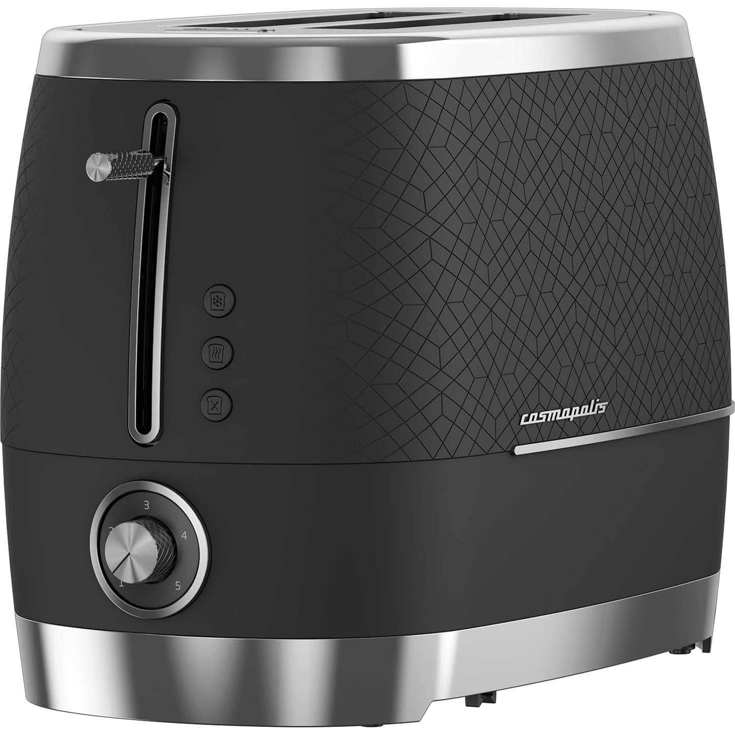 BEKO Cosmopolis Toaster TAM8202G, Retro Granite Grey Design, Extra Wide Slot 2-Slice Toaster, Includes Defrost, Reheat And Cancel Functions