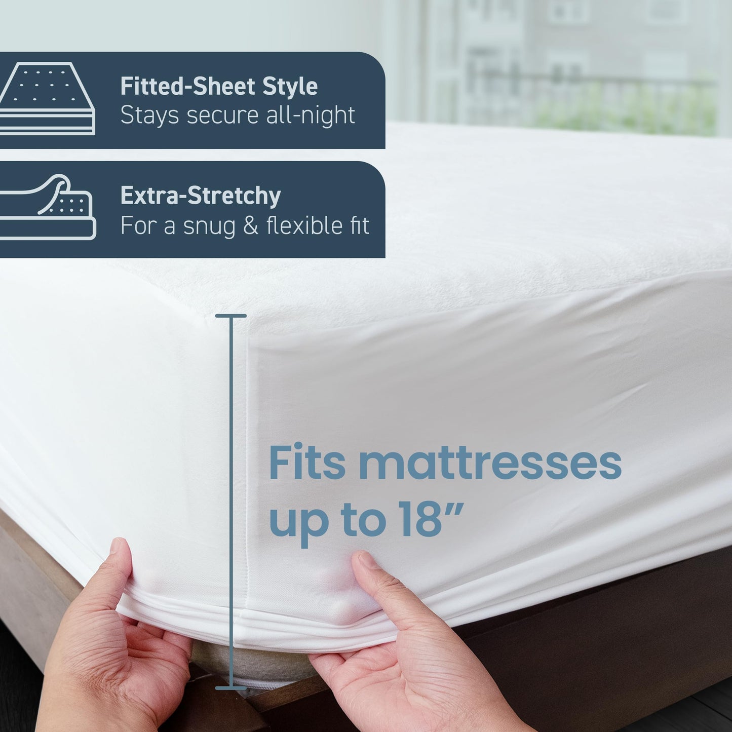 SafeRest Waterproof Mattress Protector - Fitted Single Size Mattress Pad Cover - Machine Washable Cotton Mattress Cover for Bed (Single Size, 90x190cm) Single (90x190cm) White