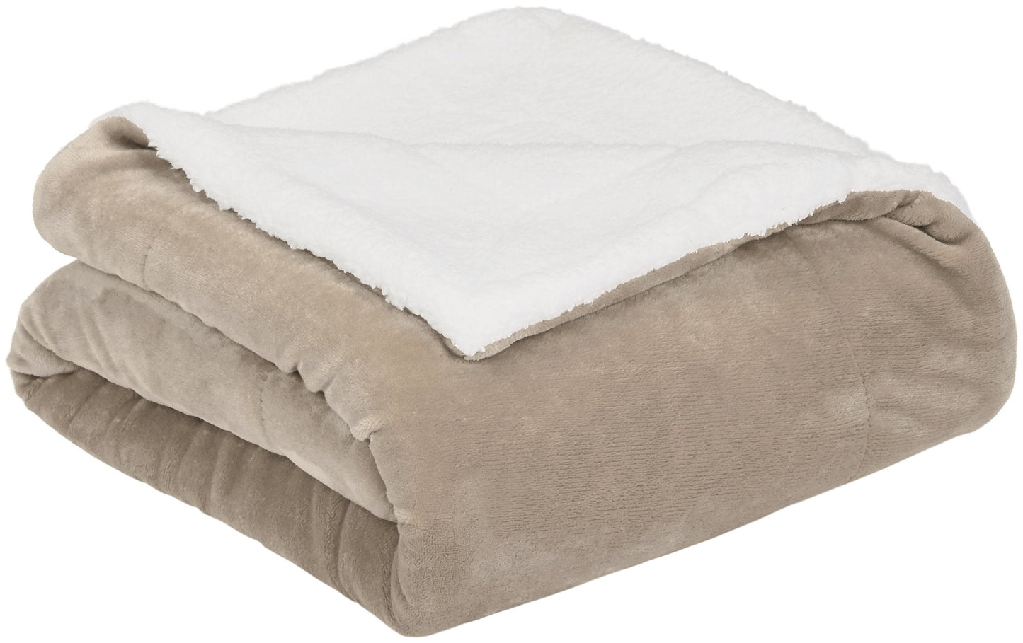 Amazon Basics Micromink Sherpa Throw Blanket, 220 x 240 cm, Taupe