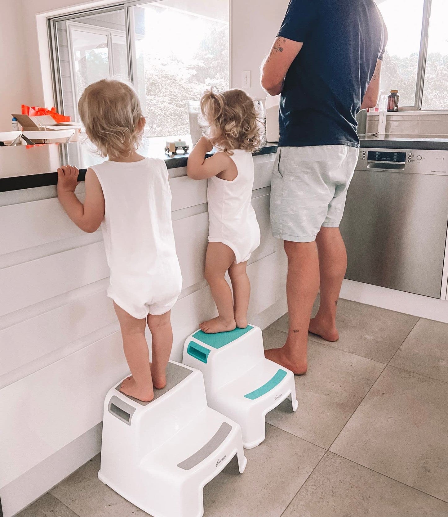 Dreambaby 2-UP Step Stool - Toddlers Stool - Slip Resistant - Aqua-Model G685 1