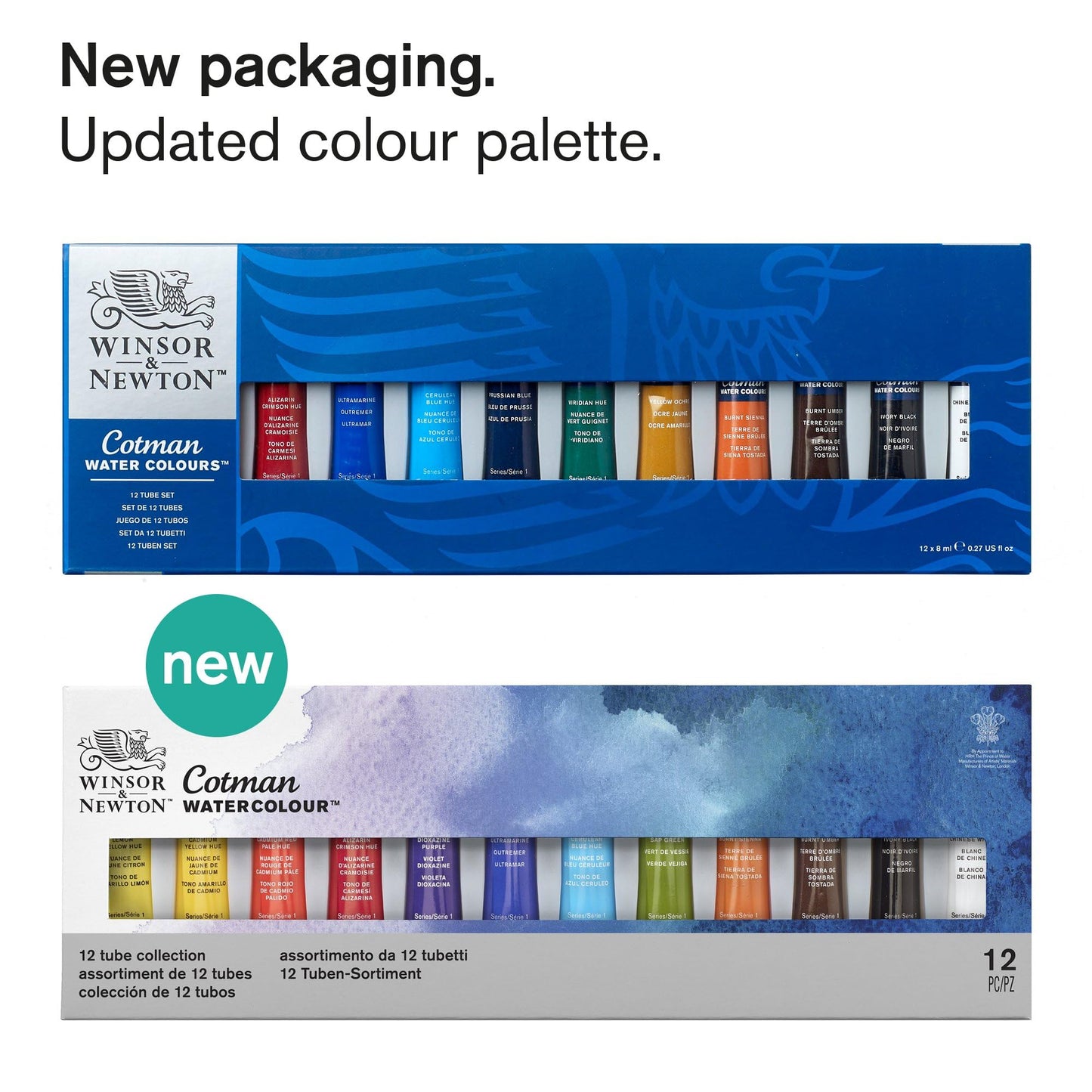 Winsor & Newton, Cotman Watercolour '12 Tube Collection' , 12 x 8ml Tubes 8 ml (Pack of 12) Single