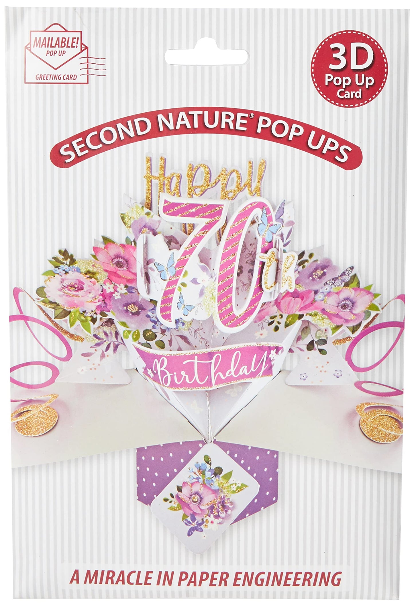 Happy 70th Birthday Pop-Up Greeting Card Original Second Nature 3D Pop Up Cards