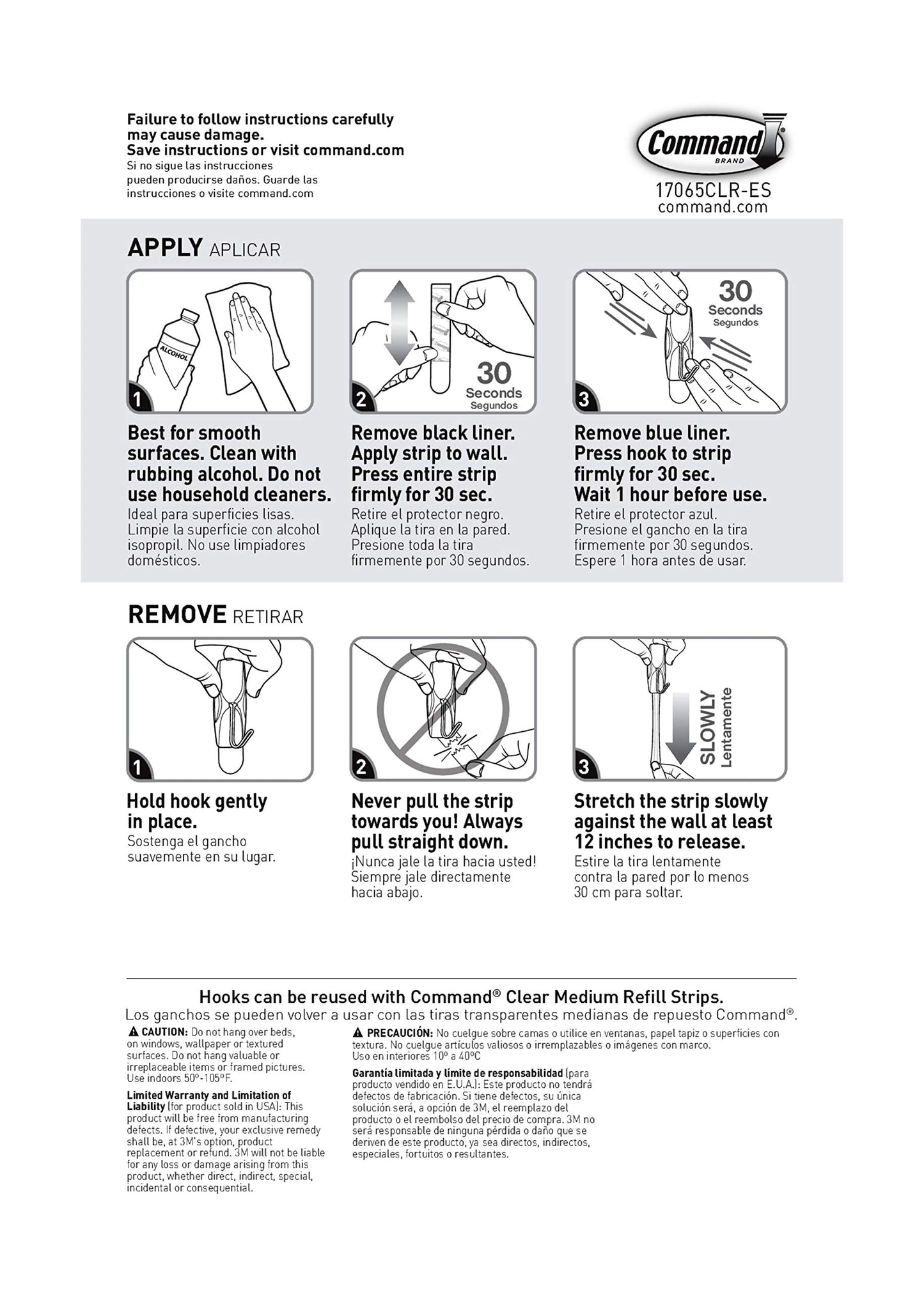 Command Wire Toggle Medium Hook, Pack of 6 Hooks and 8 Adhesive Strips, Transparent - Damage Free Hanging - Holds up to 900g Medium Wire Hooks