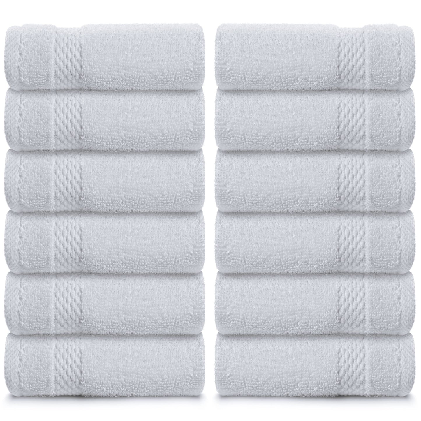 White Classic Luxury Washcloths for Bathroom-Hotel-Spa-Kitchen-Set - Circlet Egyptian Cotton - Highly Absorbent Hotel Quality Face Towels - Bulk Set of 12-33x33 cm (White) 01: White 33 x 33 cm