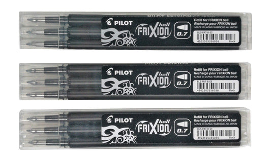 Frixion Erasable Pens, Bundle of 9 Refill Black Gel Ink Fine Point 07 #.1 Pack (Black)