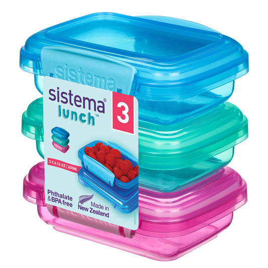 Sistema Lunch Food Storage Containers | 200 ml | Small Snack Pots | BPA-Free Plastic | Assorted Colours | 3 Count Set of 3 3 x 200 ml