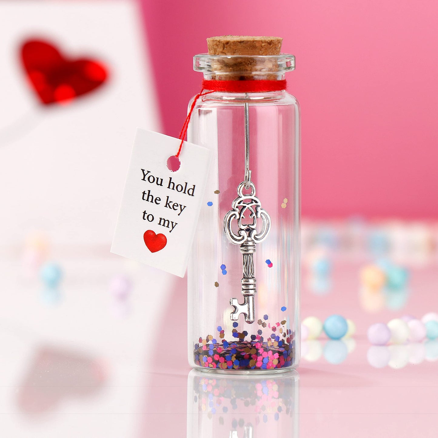 Anniversary present for Him, Her - I Love You Gift for Husband, Wife - Romantic Message in a Bottle - Gifts for Boyfriend, Girlfriend Key in a Bottle