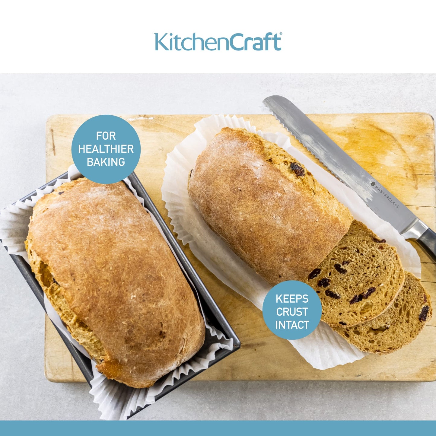 KitchenCraft Loaf Tin Liners, Non Stick, Cake and Bread Tin, 20 x 9 cm, Pack of 40 Liners 2 lb Single