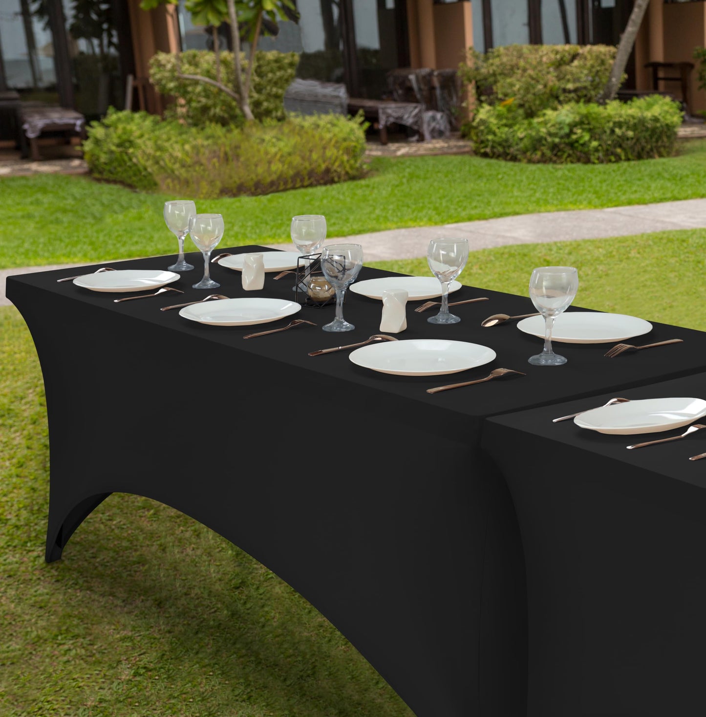 Utopia Kitchen Spandex Table Cloth 1 Pack [6FT, Black] Tight, Fitted, Washable and Wrinkle Resistant Stretch Rectangular Patio Table Cover for Event, Wedding, Banquet & Parties [183Lx76Wx76H] cm 6 feet