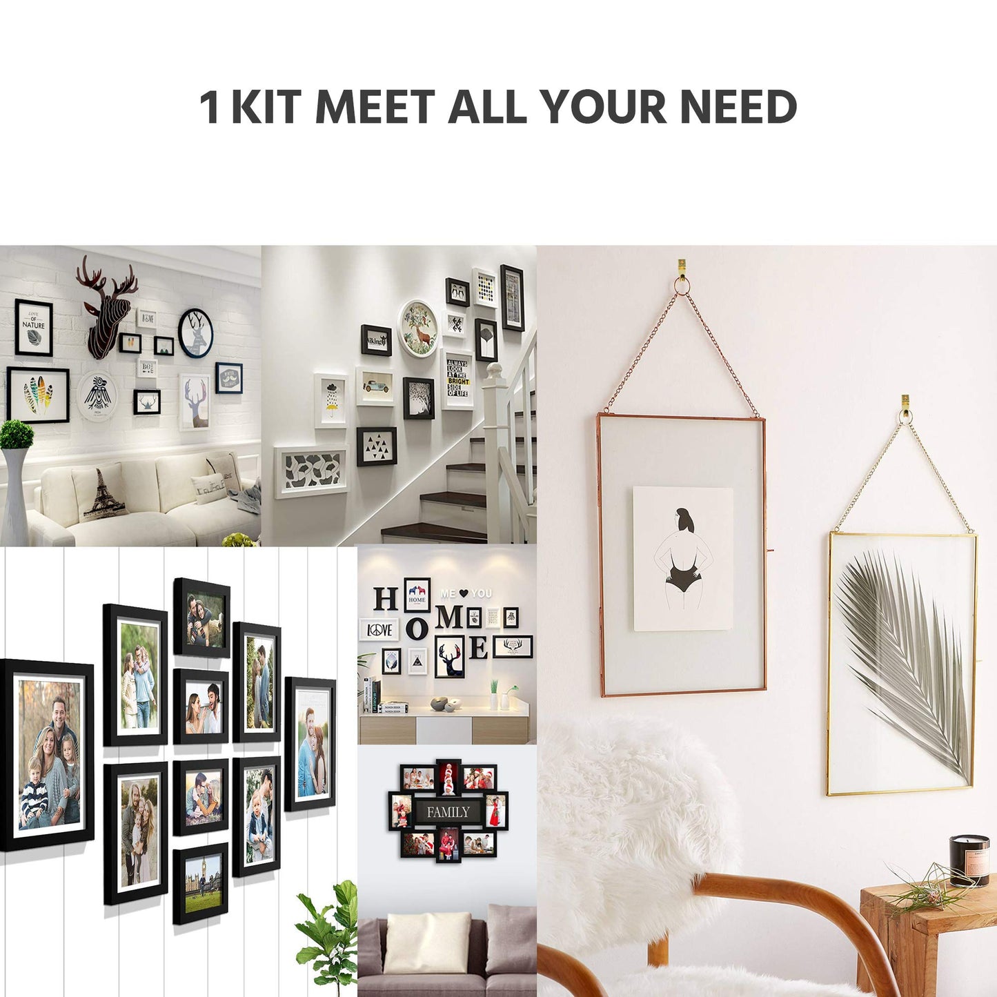 StayUnique1 - 265 PCs Heavy Duty Picture Hooks - Rustproof Picture Hanging Kit with Saw Tooth, D-Ring, Nails with Screws for Mirrors, Picture Frames & Paintings Rectangular- 260 PCs