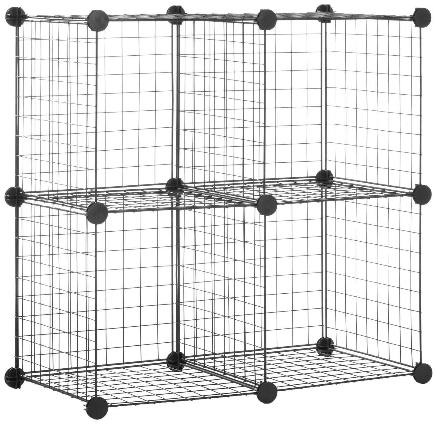 Amazon Basics 4 Cube Wire Storage Shelves, Black, 37 cm D x 77 cm W x 77 cm H Four Cube