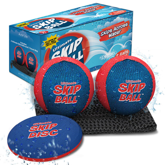 Activ Life The Ultimate Skip Ball – Water Bouncing Ball (2 Pack) Create Lasting Memories with your Friends & Family at the Beach, Lake or Pool - Great for all Ages Blue/Red