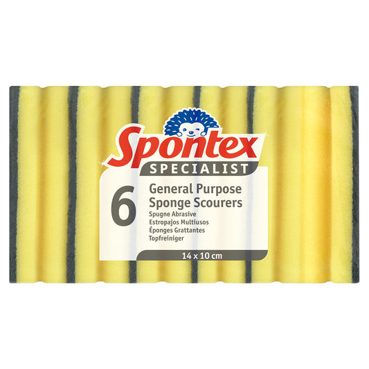 Spontex Specialist General Purpose Sponge Scourer (Pack of 6) 6 Count (Pack of 1) Specialist Sponge Scourer (Pack of 6)