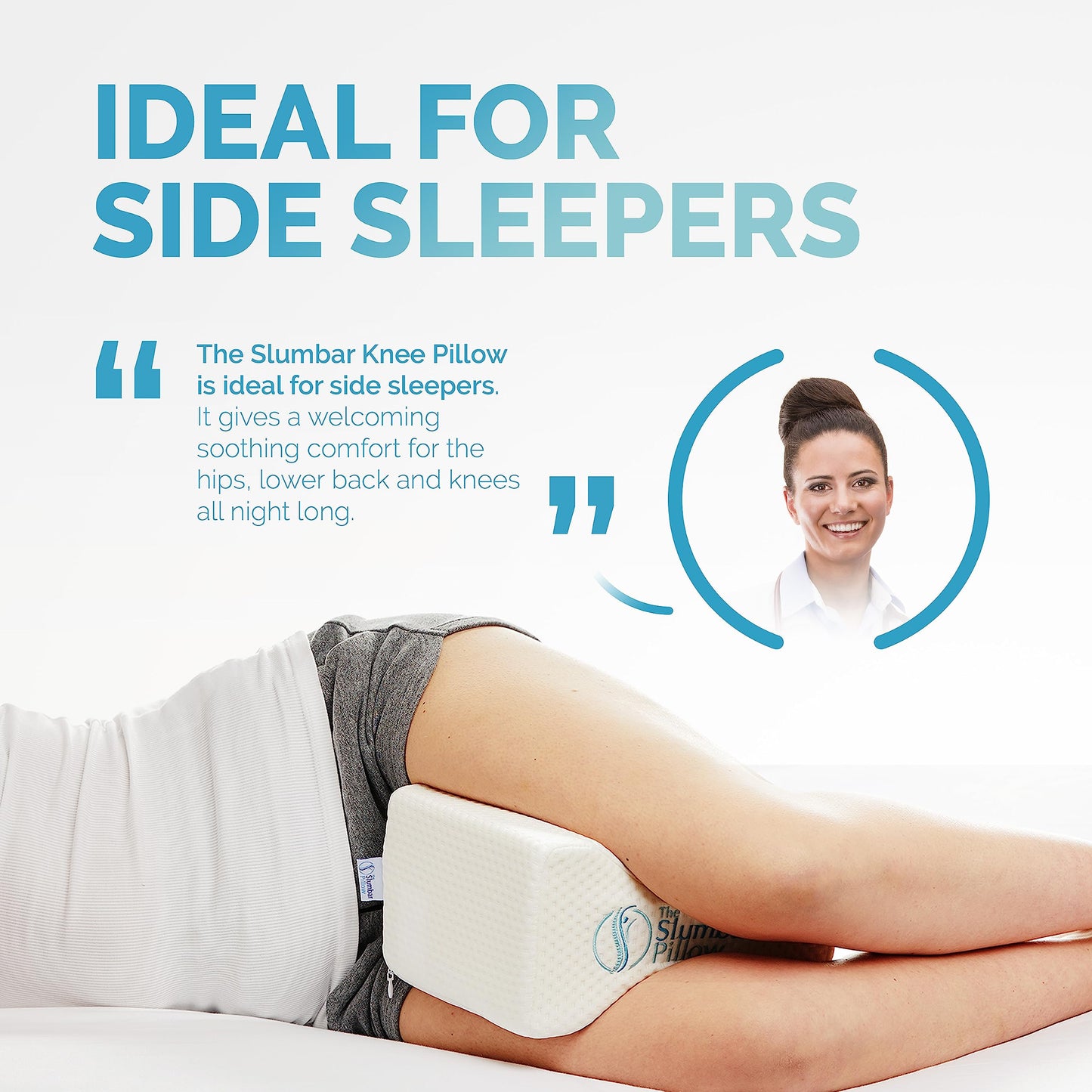 Knee Pillow To Relieve Lower Back, Knee, Hip And Joint Pain, Sciatica And Pregnancy Discomfort | Ideal for side sleepers | Premium Memory Foam Leg pillow | Free Ebook