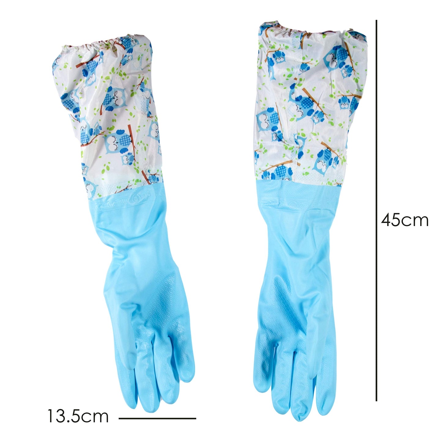 TRIXES Long Rubber Pond and Drain Gloves – Household & Garden Chores, Gardening, Weeding, Washing, Cleaning & Dishwashing – Extra Protection Sleeves - Heavy Duty, Waterproof and Lined for Warmth Blue