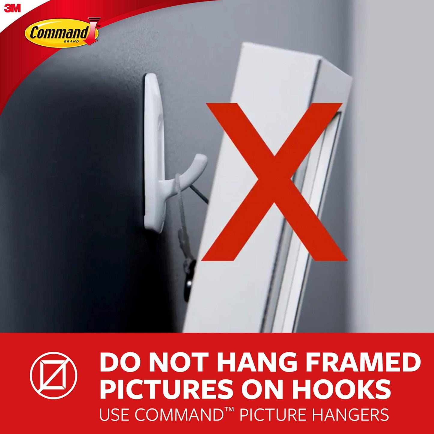 Command Wire Toggle Medium Hook, Pack of 6 Hooks and 8 Adhesive Strips, Transparent - Damage Free Hanging - Holds up to 900g Medium Wire Hooks