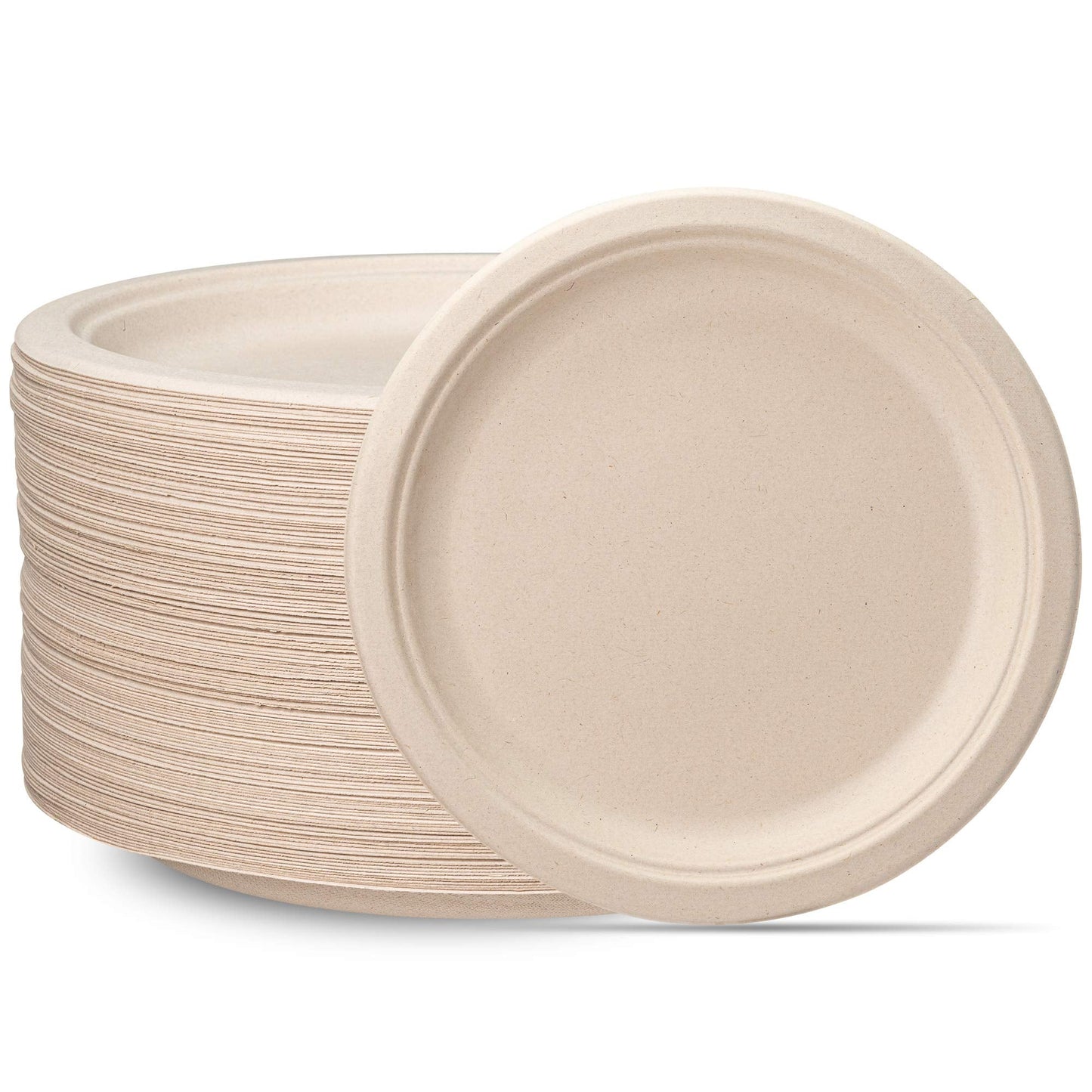 100% Compostable 10 inch Heavy-Duty Plates [125 Pack] Eco-Friendly Disposable Sugarcane Paper Plates - Brown Unbleached