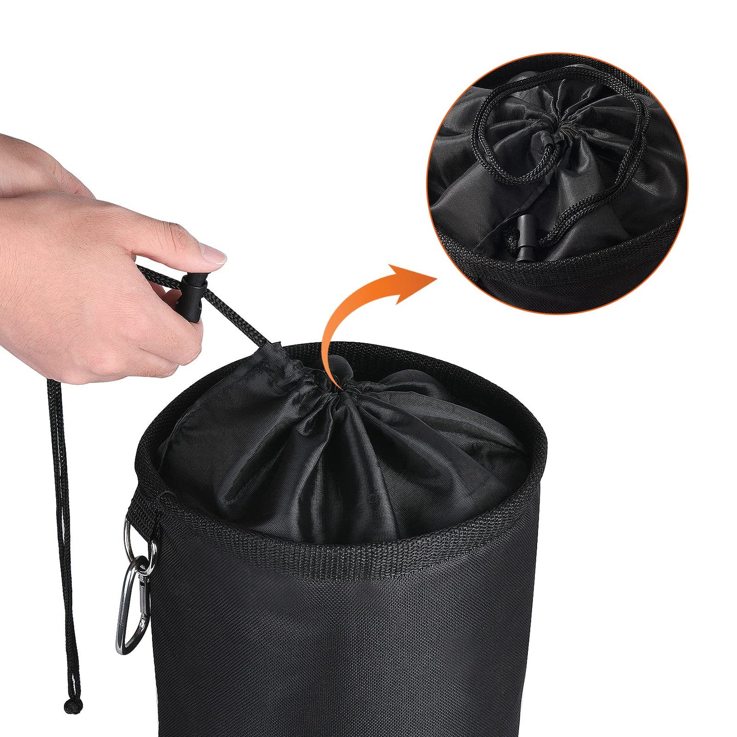 Vicloon Peg Bag, Black Large Peg Bag with Closing Cord and Hanging Snap Hook, Peg Bag for Laundry Clothes Pegs, Indoor Outdoor Pegs Organizer Storage Use