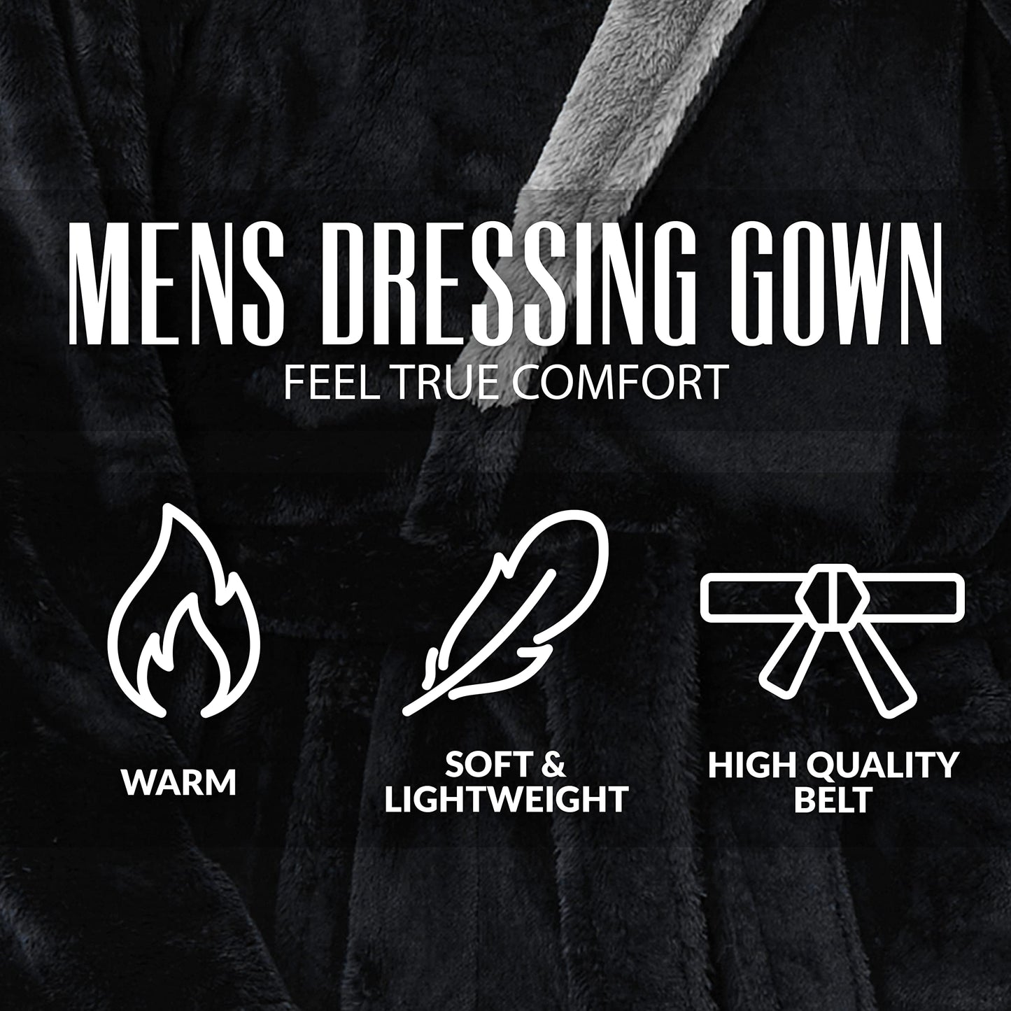 CityComfort Luxury Super Soft Men Dressing Gown Mens Bathrobe L Black