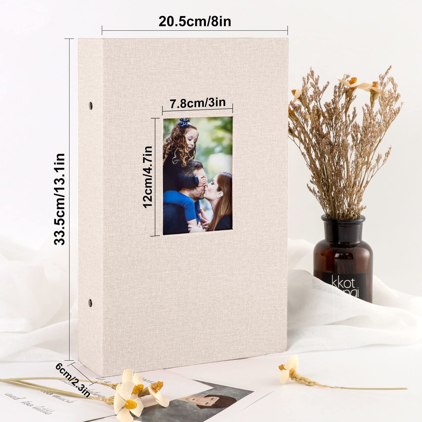 Benjia Photo Album 6x4 Slip in, Linen 300 Pockets Photo Albums Holds Landscape Only 10x15cm Picture Beige