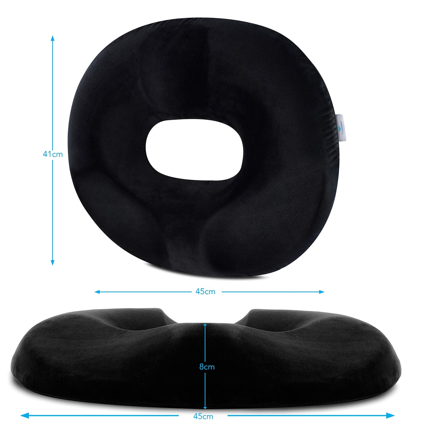 TheComfortZone Donut Cushion For Coccyx & Tailbone Pain Pressure Relief | Memory Foam Orthopedic Doughnut Seat Cushion for office chair | Hemorrhoid, Pregnancy Post Natal, Surgery, Sciatica (Black) Black