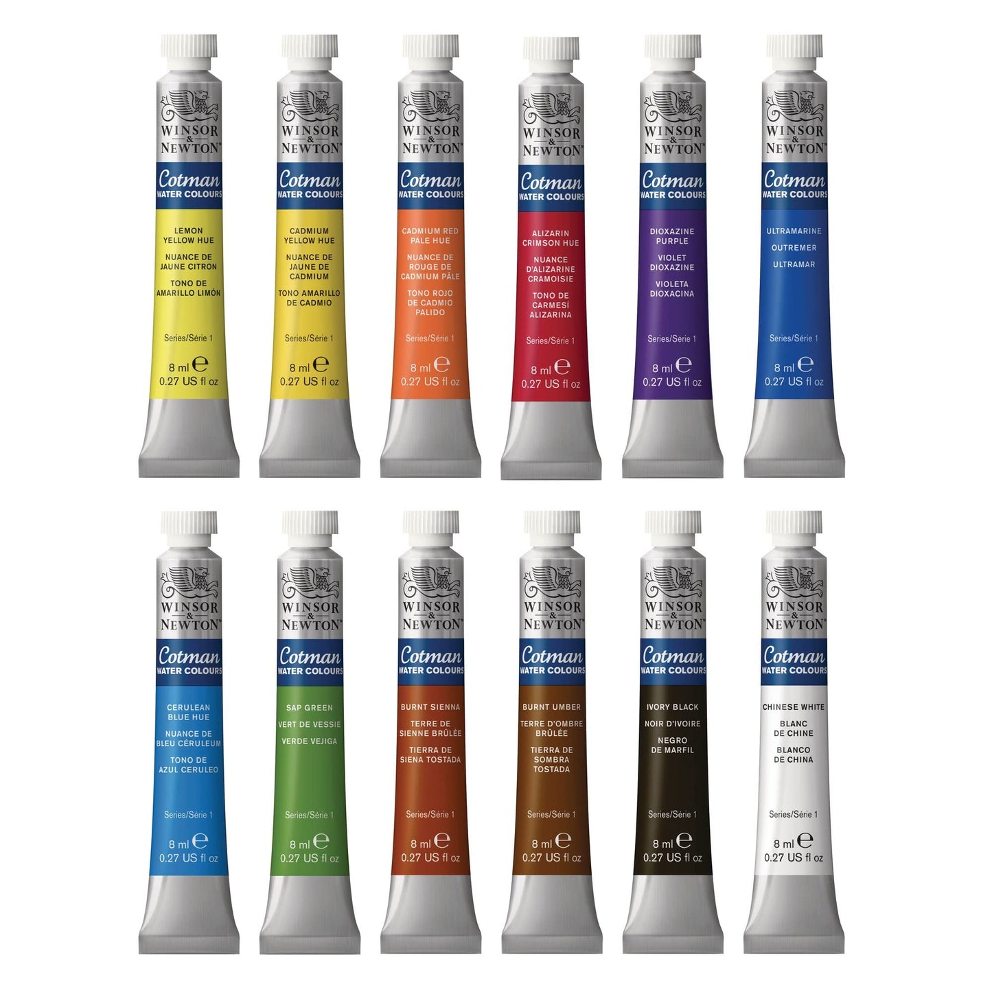 Winsor & Newton, Cotman Watercolour '12 Tube Collection' , 12 x 8ml Tubes 8 ml (Pack of 12) Single