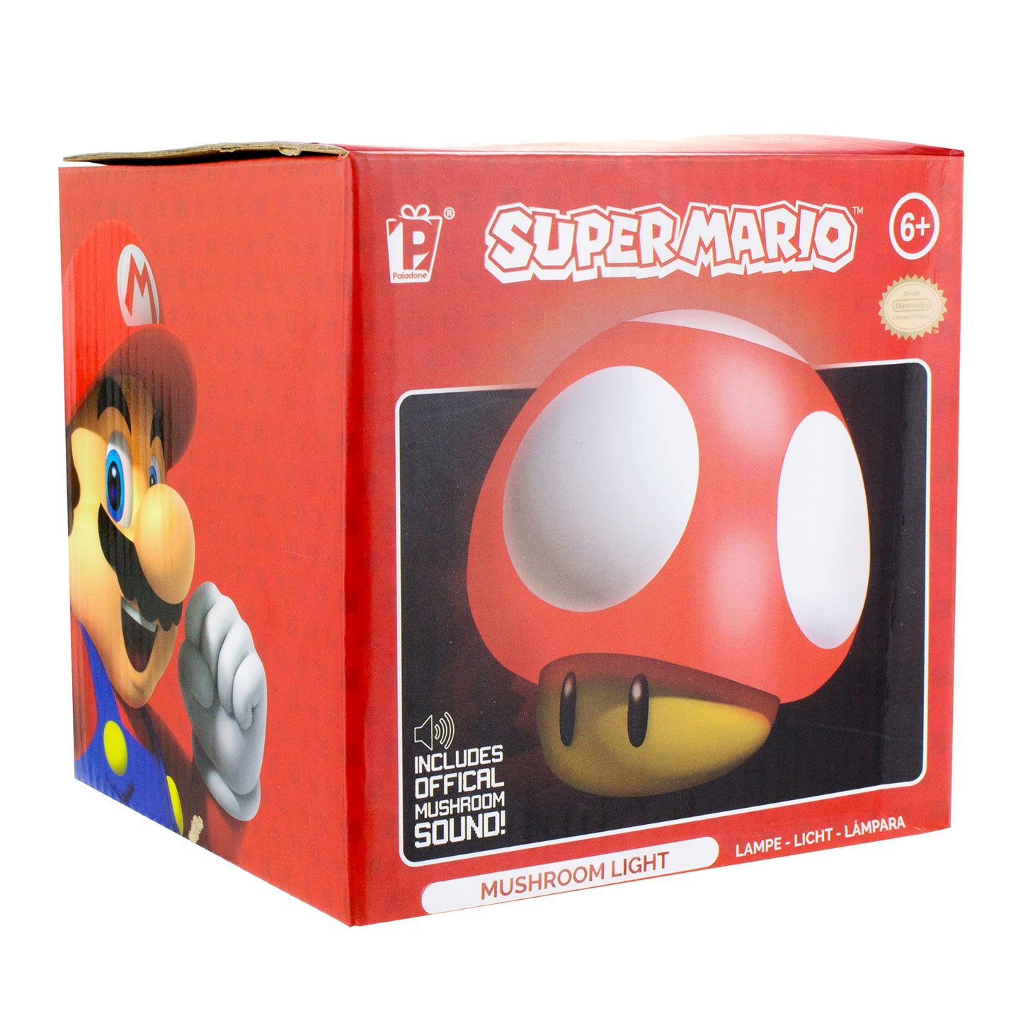 Paladone Super Mario Bros Toad Mushroom Light with Sound, Collectable Light Up Figure, Multi-Colour Single Retro